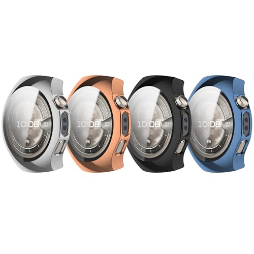 Schutzhülle für Huawei Watch 5 42mm Hülle, Flexibel, TPU, Vollständige Abdeckung, Stoßfest, Kratzfest, Displayschutzfolie, Smartwatch-Zubehör (4er Pack C) von RuenTech