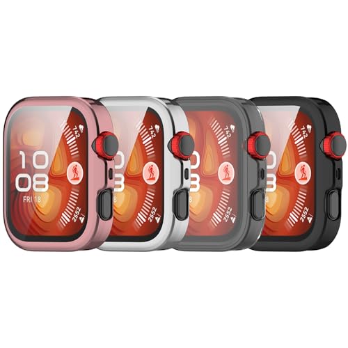 Schutzhülle für Huawei Watch Fit 4 Pro Hülle, Flexibel, TPU, Vollständige Abdeckung, Stoßfest, Kratzfest, Displayschutzfolie, Smartwatch-Zubehör (4er Pack B) von RuenTech