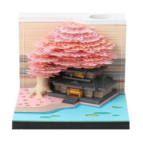 2024 Schreibtisch 3D Memo Pad Papier Kreativer TischNotizblock Mit Licht DIY-Notizen Papierskulptur Geschenk Notizblock Papier Kunst Tempel des Himmels Skulptur Home Dekoration Geschenk von Rufevee