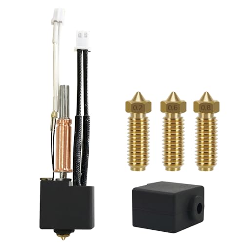 RugooSpink Hot End Kit für Kobra 3 3D-Drucker Hotend Kit Assembly Druckkopf Extruder Hotend Zubehör/Ersatzteile mit extra Messingdüse 0,2/0,6/0,8 mm + 1 x Silikonhülle von RugooSpink