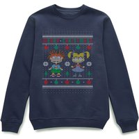 Rugrats Chuckie And Angelica - Merry Christmas Weihnachtspullover – Navy - L von Rugrats