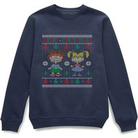 Rugrats Chuckie And Angelica - Merry Christmas Weihnachtspullover – Navy - XXL von Rugrats