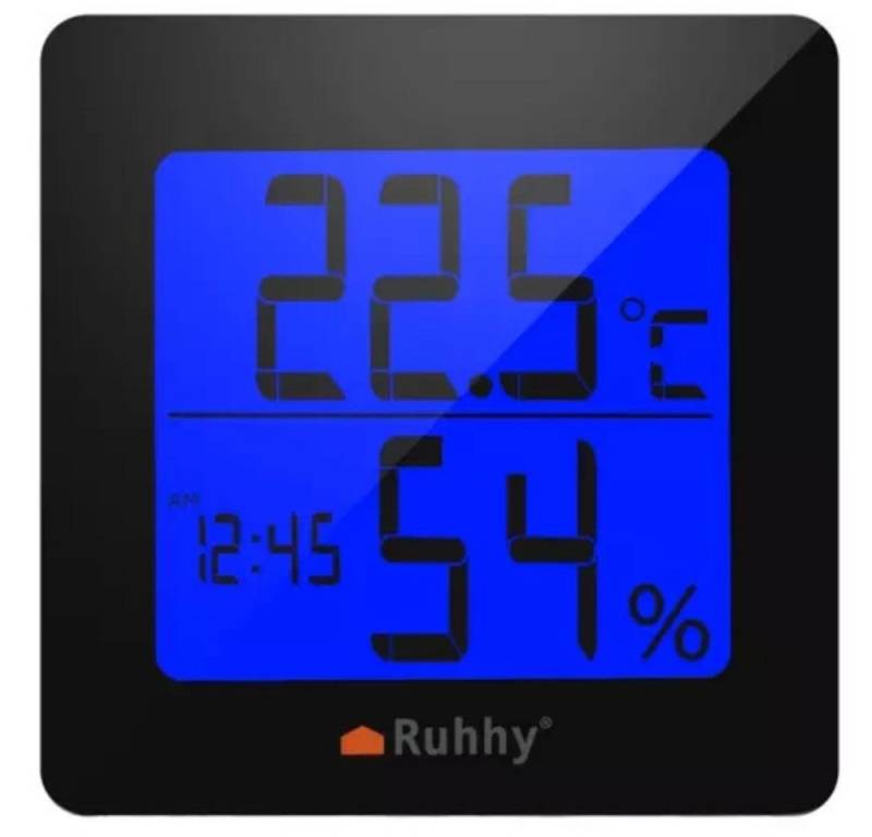 Ruhhy Thermometer Hygrometer Wetterstation (Licht, Uhr, Alarm, 5 in 1 Funktionen) von Ruhhy