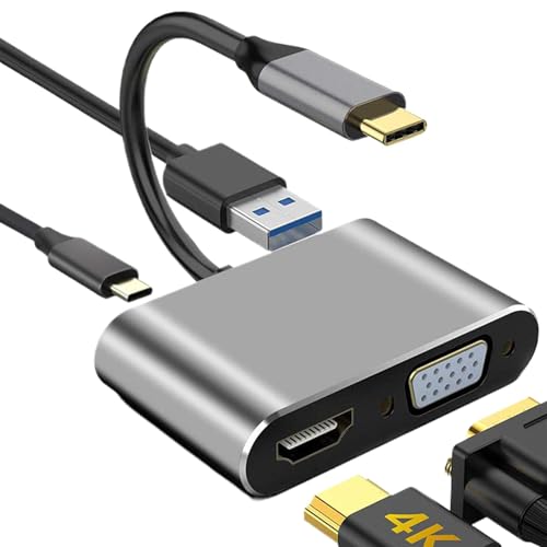 Ruhnjyg Multi-Display-Video-Konverter, Stecker auf Buchse, USB 3.0 VGA-PD-Adapter, tragbarer 4-in-1-Multiport-Hdtv-Hub für Konferenzen, Präsentationen, Heimkino, Spielunterhaltung Ruhnjyg Multi-Display-Video-Konverter, Stecker auf Buchse, USB 3.0 VGA-PD-Adapter, tragbarer 4-in-1-Multiport-Hdtv-Hub für Konferenzen, Präsentationen, Heimkino, Spielunterhaltung von Ruhnjyg