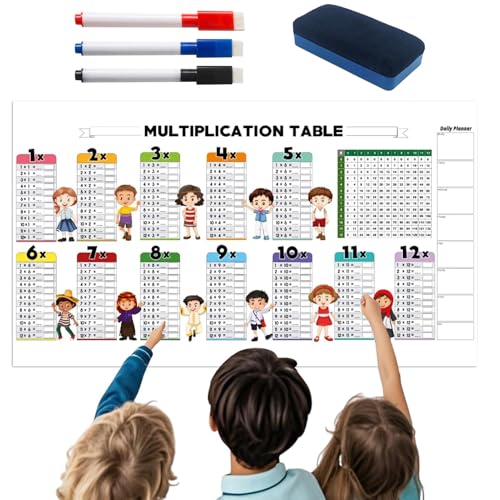 Ruhnjyg Multiplikationstabellen für Kinder, trocken abwischbare Multiplikationstafeln mit Stift, interaktives Mathematikzubehör für Kinder, Studenten, Teenager, , Mädchen Ruhnjyg Multiplikationstabellen für Kinder, trocken abwischbare Multiplikationstafeln mit Stift, interaktives Mathematikzubehör für Kinder, Studenten, Teenager, , Mädchen von Ruhnjyg