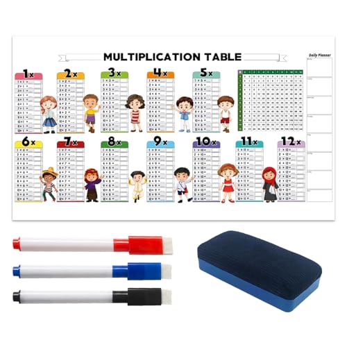 Ruhnjyg Multiplikationstafel, trocken abwischbar, mit Stift, interaktives Mathematikzubehör für Kinder, Studenten, Teenager, , Mädchen von Ruhnjyg