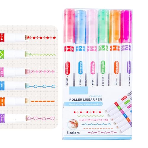 Ruhnjyg Randstifte, Doppelspitze, Kurvenstifte mit 6 verschiedenen Formen, 6 x Rand-Design, multifunktionales Scrapbook-Zubehör für Kinder und Erwachsene Ruhnjyg Randstifte, Doppelspitze, Kurvenstifte mit 6 verschiedenen Formen, 6 x Rand-Design, multifunktionales Scrapbook-Zubehör für Kinder und Erwachsene von Ruhnjyg