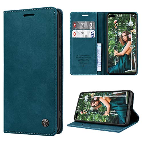 RuiPower Handyhülle für Huawei P40 Hülle Premium Leder PU Flip Case Wallet Lederhülle Klapphülle Magnetisch Silikon Bumper Schutzhülle für Huawei P40 Tasche - Blaugrün von RuiPower