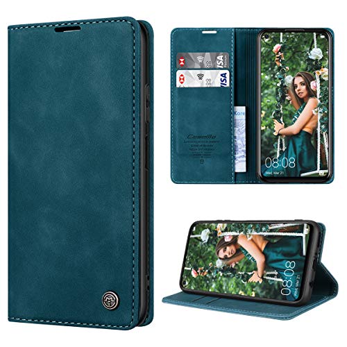 RuiPower Handyhülle für Huawei P40 Lite Hülle Premium Leder PU Flip Case Wallet Lederhülle Klapphülle Magnetisch Silikon Bumper Schutzhülle für Huawei P40 Lite Tasche - Blaugrün von RuiPower