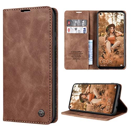 RuiPower Handyhülle für Huawei P40 Lite Hülle Premium Leder PU Flip Case Wallet Lederhülle Klapphülle Magnetisch Silikon Bumper Schutzhülle für Huawei P40 Lite Tasche - Braun von RuiPower