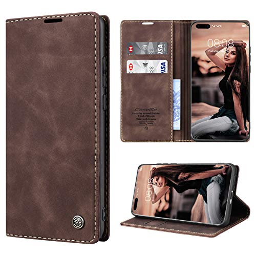 RuiPower Handyhülle für Huawei P40 Pro Hülle Premium Leder PU Flip Case Wallet Lederhülle Klapphülle Magnetisch Silikon Bumper Schutzhülle für Huawei P40 Pro Tasche - Koffee von RuiPower