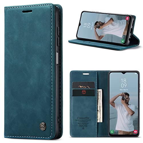 RuiPower Handyhülle für Samsung Galaxy A13 4G/5G Hülle Premium Leder Klapphülle für A13 Ständerfunktion Kartenfach PU Flip Magnet Wallet Silikon Bumper Schutzhülle für A13 4G/5G Tasche Case - Blaugrün von RuiPower