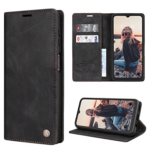 RuiPower Handyhülle für Samsung Galaxy A14 5G Hülle Premium PU Leder Flip Wallet Case Klapphülle Klappbar Lederhulle Stoßfest Silikon Bumper Schutzhülle Tasche für Samsung A14 5G - Schwarz von RuiPower