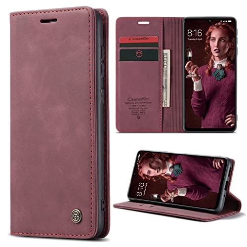 RuiPower Handyhülle für Samsung Galaxy A33 5G Hülle Premium Leder Klapphülle Ständerfunktion Kartenfach PU Flip Magnet Wallet Silikon Bumper Schutzhülle für A33 5G Tasche Case 6.4" - Wein Rot von RuiPower