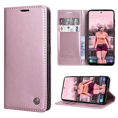 RuiPower Handyhülle für Samsung Galaxy A51 Hülle Premium Leder PU Flip Case Magnetisch Klapphülle Wallet Lederhülle Silikon Bumper Schutzhülle für Samsung Galaxy A51 4G Hülle - Rose Gold von RuiPower