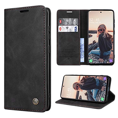 RuiPower Handyhülle für Samsung Galaxy A51 Hülle Premium Leder PU Flip Case Magnetisch Klapphülle Wallet Lederhülle Silikon Bumper Schutzhülle für Samsung Galaxy A51 4G Hülle - Schwarz von RuiPower