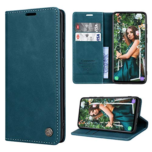 RuiPower Handyhülle für Samsung Galaxy A71 Hülle Premium Leder PU Flip Case Magnetisch Klapphülle Wallet Lederhülle Silikon Bumper Schutzhülle für Samsung Galaxy A71 4G Hülle - Blaugrün von RuiPower