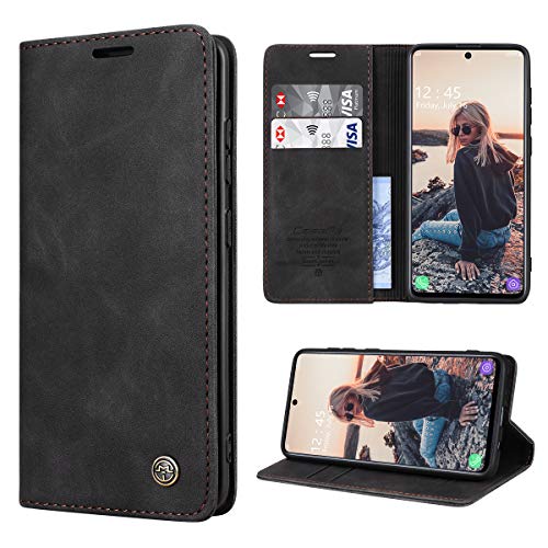 RuiPower Handyhülle für Samsung Galaxy A71 Hülle Premium Leder PU Flip Case Magnetisch Klapphülle Wallet Lederhülle Silikon Bumper Schutzhülle für Samsung Galaxy A71 4G Hülle - Schwarz von RuiPower