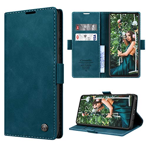 RuiPower Handyhülle für Samsung Galaxy Note 10 Lite Hülle Premium Leder PU Flip Case Wallet Lederhülle Klapphülle Magnetisch Silikon Bumper Schutzhülle für Samsung Note 10 Lite Tasche - Blaugrün von RuiPower