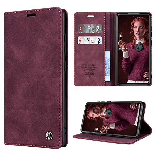 RuiPower Handyhülle für Samsung Galaxy S20 FE/S20 FE 5G Hülle Premium Leder Flip Case Magnetisch Klapphülle Wallet Lederhülle Schutzhülle für Samsung Galaxy S20 FE (Fan Edition) 5G/4G - Wein Rot von RuiPower