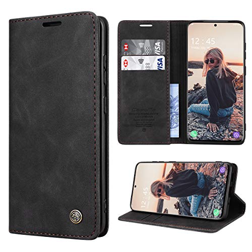 RuiPower Handyhülle für Samsung Galaxy S20 Hülle Premium Leder PU Flip Case Wallet Lederhülle Klapphülle Magnetisch Silikon Schutzhülle für Samsung Galaxy S20 Tasche (6.2'') - Schwarz von RuiPower