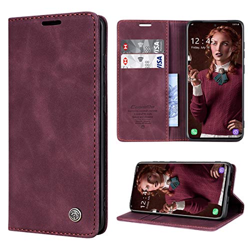 RuiPower Handyhülle für Samsung Galaxy S20 Hülle Premium Leder PU Flip Case Wallet Lederhülle Klapphülle Magnetisch Silikon Schutzhülle für Samsung Galaxy S20 Tasche (6.2'') - Wein Rot von RuiPower