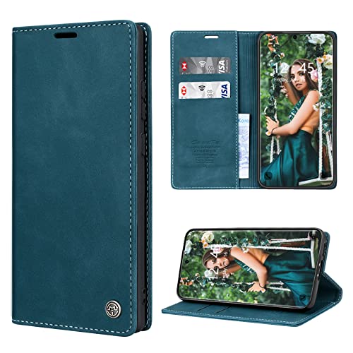 RuiPower Handyhülle für Samsung Galaxy S23 Plus Hülle Premium PU Leder Flip Wallet Case Klapphülle Klappbar Lederhulle Stoßfest Silikon Bumper Schutzhülle Tasche für Samsung S23 Plus - Blaugrün von RuiPower