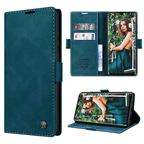 RuiPower Handyhülle für Xiaomi Mi Note 10 Hülle, Xiaomi Mi Note 10 Pro Hülle Premium Leder PU Flip Magnet Klapphülle Silikon Bumper Schutzhülle für Xiaomi Mi Note 10/Mi Note 10 Pro Tasche - Blaugrün von RuiPower