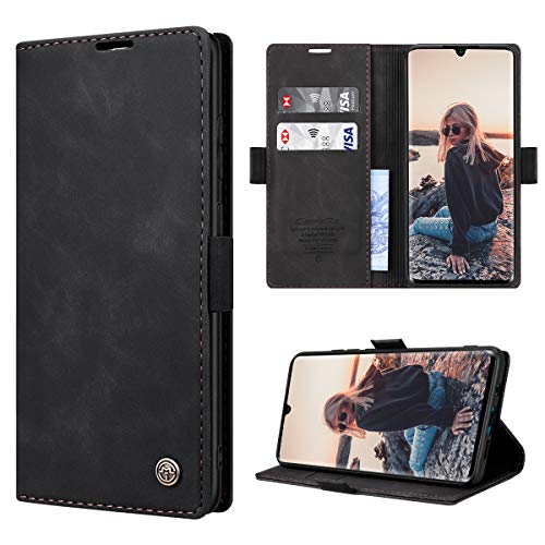 RuiPower Handyhülle für Xiaomi Mi Note 10 Hülle, Xiaomi Mi Note 10 Pro Hülle Premium Leder PU Flip Magnet Klapphülle Silikon Bumper Schutzhülle für Xiaomi Mi Note 10/Mi Note 10 Pro Tasche - Schwarz von RuiPower