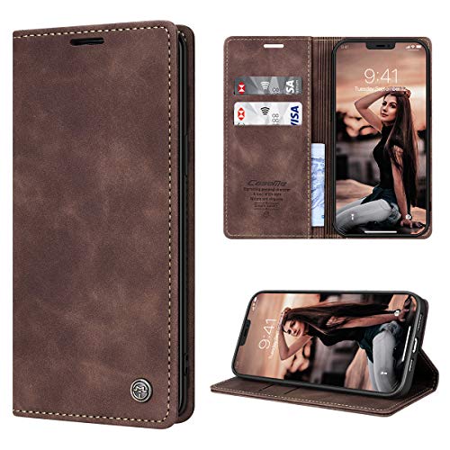 RuiPower Handyhülle für iPhone 12 Hülle/für iPhone 12 Pro Hülle Premium Leder Flip Case Magnetisch Klapphülle Wallet Lederhülle Bumper Schutzhülle für iPhone 12/für iPhone 12 Pro (6.1'') - Koffee von RuiPower