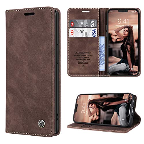 RuiPower Handyhülle für iPhone 12 Mini Hülle Premium Leder Flip Case Magnetisch Klapphülle Wallet Lederhülle mit Kartenfach Silikon Bumper Schutzhülle für iPhone 12 Mini Hülle (5.4'') - Koffee von RuiPower