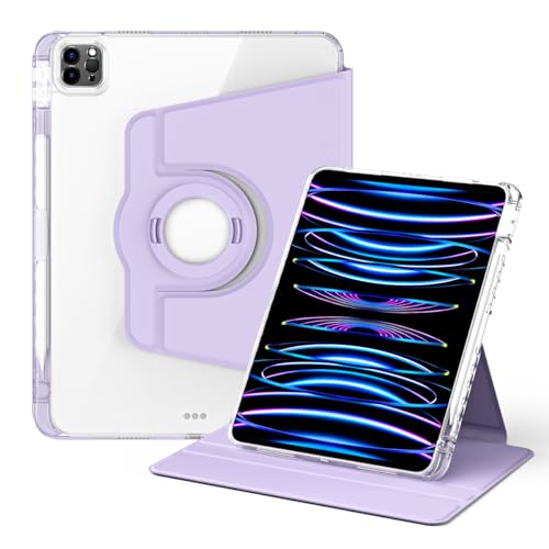 RuiRdot Case kompatibel mit iPad Pro 12.9 Zoll 6/5/4/3 Generation, 360 Grad drehbarer Standschutz mit Smart Stand Cover Auto Sleep/Wake Funktion (Purple) von RuiRdot