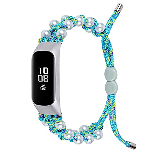 RuiRdot Galaxy Fit SM-R370 Armbander, Handmade Pearls Ersatzarmband, elastisch, gewebt, Sportuhr, verstellbares Armband, kompatibel mit Samsung Galaxy Fit (R06) von RuiRdot