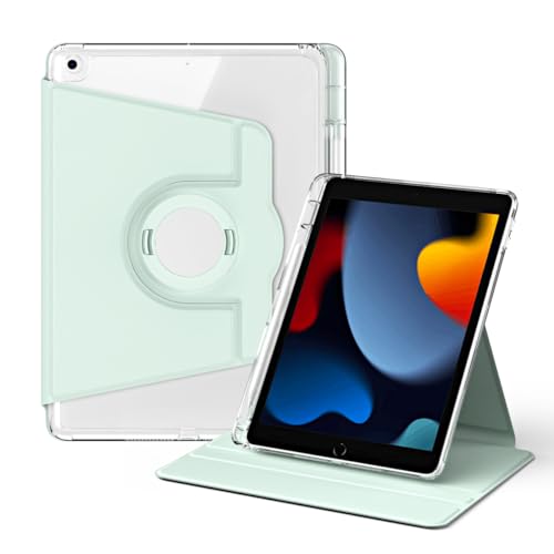RuiRdot Tasche Kompatibel mit iPad 7/ iPad 8/iPad 9 10.2", 360 Grad drehbarer Folio-Ständer, klare Schutzhülle (Green) von RuiRdot