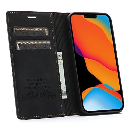 RuiRdot Tasche Wallet für iPhone 15, PU Leder Kickstand Folio Cover mit Kartenschlitzen, Magnetische Flip Case Kompatibel mit iPhone 15 6.1" (Black) von RuiRdot