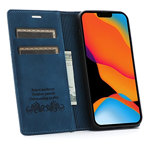RuiRdot Tasche Wallet für iPhone 15, PU Leder Kickstand Folio Cover mit Kartenschlitzen, Magnetische Flip Case Kompatibel mit iPhone 15 6.1" (Blue) von RuiRdot