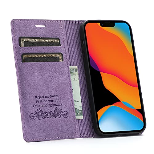 RuiRdot Tasche Wallet für iPhone 15, PU Leder Kickstand Folio Cover mit Kartenschlitzen, Magnetische Flip Case Kompatibel mit iPhone 15 6.1" (Purple) von RuiRdot