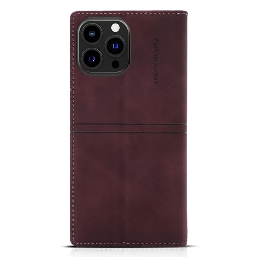 RuiRdot Tasche Wallet für iPhone 15 pro max, PU Leder Kickstand Folio Cover mit Kartenschlitzen, Magnetische Flip Case Kompatibel mit iPhone 15 pro max 6.7" (Red) von RuiRdot
