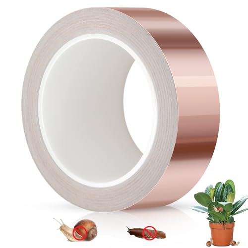 Ruibinlee Kupferband Gegen Schnecken 30mm*30M Schneckenschutz Kupferband,KupferfolieSelbstklebend,Schneckenschutz Hochbet, Electrical Tape EMI Abschirmung, Copper tape, Kupferklebeband von Ruibinlee