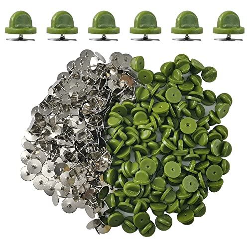 Ruidee 200Pcs/100 Paare Tie Tack Pin Backs mit Blank Pins, Bindungs Heftklammer Kupplungs Schmetterlings Gummibolzen Rückseiten Halter Wiedereinbau （Grün） von Ruidee