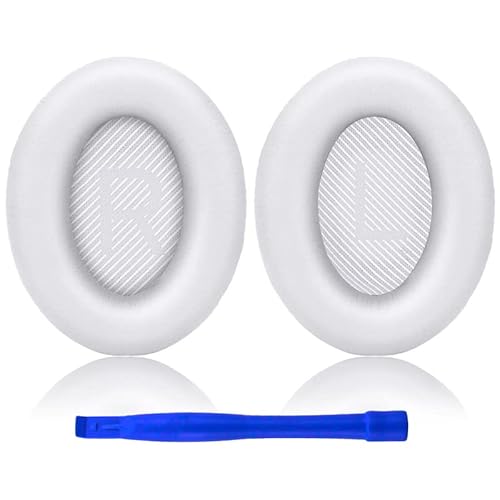 Ruikdly Ersatz Ohrpolster für Bose QuietComfort 35 ii Professionelle Earpads Original Ohrkissen Kompatibel mit Bose QC35 ii QC35 QC25 QC15 QC2 AE2 AE2i AE2w Ohrumschließende Over-Ear Kopfhörer-Weiß von Ruikdly