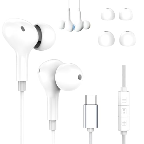 USB C Kopfhörer für Samsung Kopfhörer mit Kabel Ohrhörer Magnetische kabelgebundene Ohrhörer mit Mikrofon für iPhone 16 15 Plus/Pro/Pro max iPad Pro USB C Kopfhörer für Samsung Kopfhörer mit Kabel Ohrhörer Magnetische kabelgebundene Ohrhörer mit Mikrofon für iPhone 16 15 Plus/Pro/Pro max iPad Pro von Ruilezyo