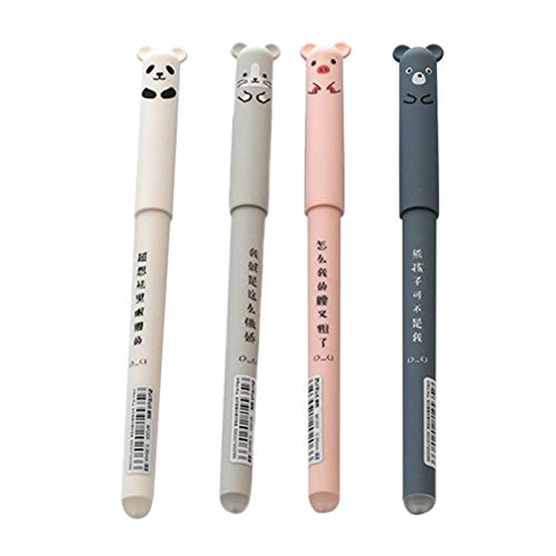 Ruilonghai Gelschreiber Set, Panda Stift, Gelstift Schwarz Blau Set radierbar 0.35mm 4 Niedliche Schweine Panda Löschbar Gelstift Cartoon Einfach zu Magic Gelstift Rub von Ruilonghai