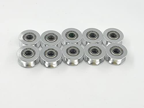 Ruimou 10 Stück 2GT Aluminium-Zahnriemen-Spannrolle, GT2 5 mm Loch, 6 mm breit, keine Zähne, verwendet für 3D-Drucker-Zahnriemen von Ruimou