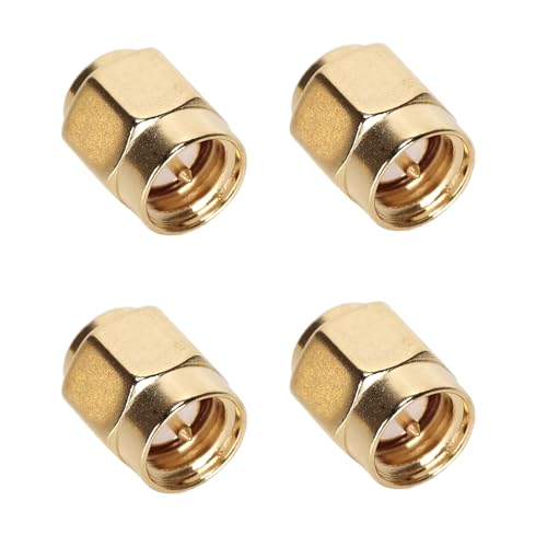 Ruimou 4 x Messing-Koaxialstecker SMA auf U.FL/IPX Dual-Stecker (50 Ohm) für PCI/RF-Antennen/Wireless-LAN-Geräte/Koaxialkabel von Ruimou