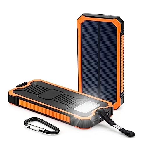Ruiqas 20.000 mAh Solar-Powerbank, tragbares Camping-Solar-Ladegerät, Akku mit Zwei USB-Anschlüssen und LED-Licht von Ruiqas