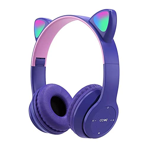 Ruiqas Bluetooth 5.0 Wireless Kopfhörer Over-Ear Faltbare Geräuschunterdrückung Kopfhörer Katzenohren Spiel Headset mit LED Licht von Ruiqas