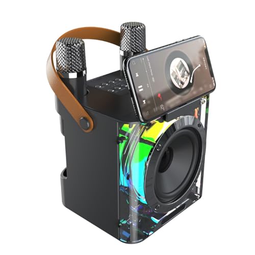 Ruiqas Karaoke- Maschine mit 2 drahtlosen Mikrofonen Tragbare Bluetooth Party Karaoke- Lautsprecher für Erwachsene Kinder von Ruiqas