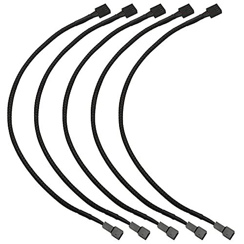 Ruiwaer 5 Stück 4 Pin PWM Lüfter Netzteil Kabel PC Interne Motherboard Lüfter Stromverlängerung Kabel Adapter 11,8 Zoll schwarz von Ruiwaer