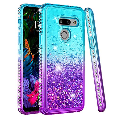 Ruky Hülle Kompatibel mit LG G8 ThinQ Gradient Quicksand Serie Glitzer Fließende Flüssigkeit schwimmende Bling Diamant Weiche TPU Mädchen Frauen Handyhülle Kompatibel mit LG G8 ThinQ (Aqua) von Ruky